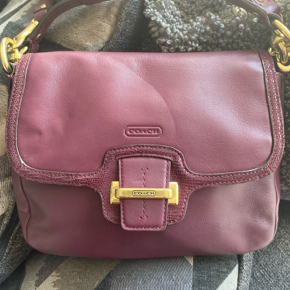 Coach Taylor Leather Flap Crossbody in Wine